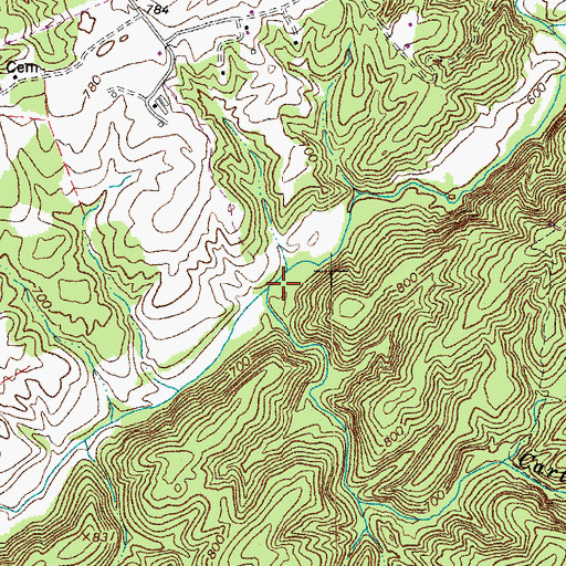 Topographic Map of Carters Creek, VA