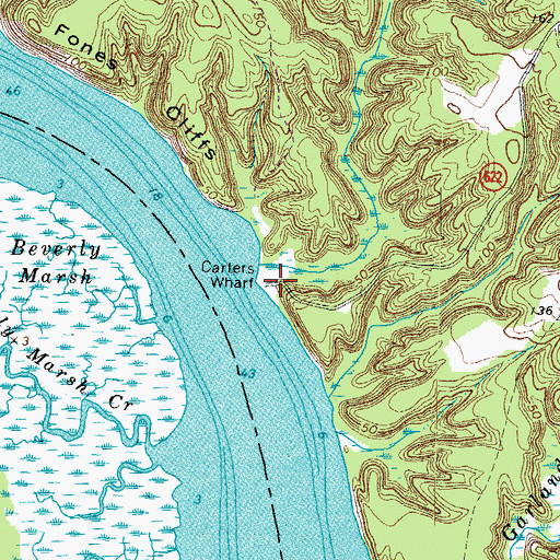 Topographic Map of Carters Wharf, VA