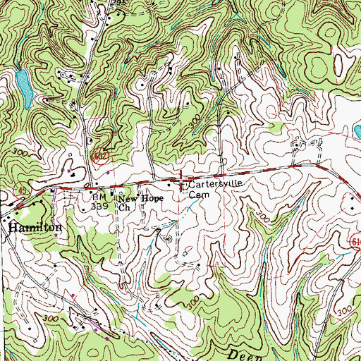 Topographic Map of Cartersville Cemetery, VA