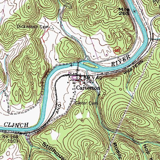 Topographic Map of Carterton, VA
