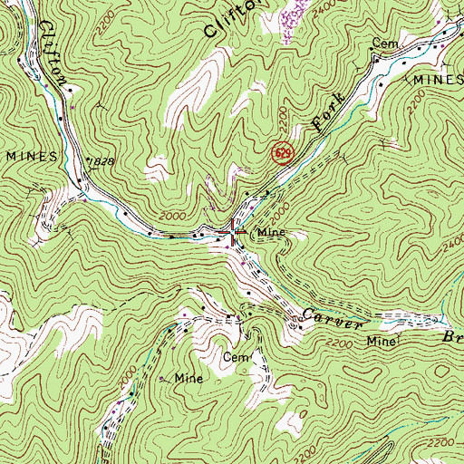 Topographic Map of Carver Branch, VA