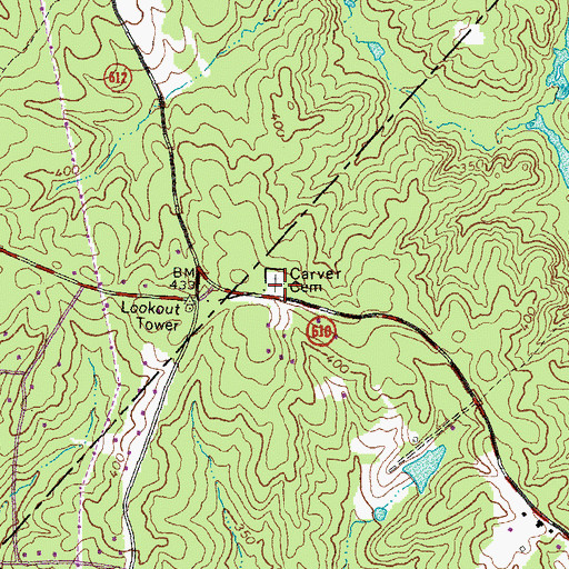 Topographic Map of Carver Cemetery, VA