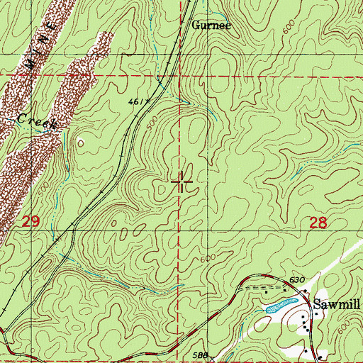 Topographic Map of Gurnee Mine, AL
