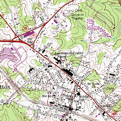 Topographic Map of Carver Price School, VA