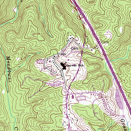 Topographic Map of Carver Elementary School, VA