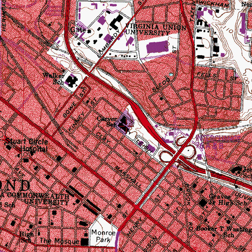 Topographic Map of George W Carver Elementary School, VA