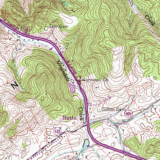 Topographic Map of Carvosso Church, VA