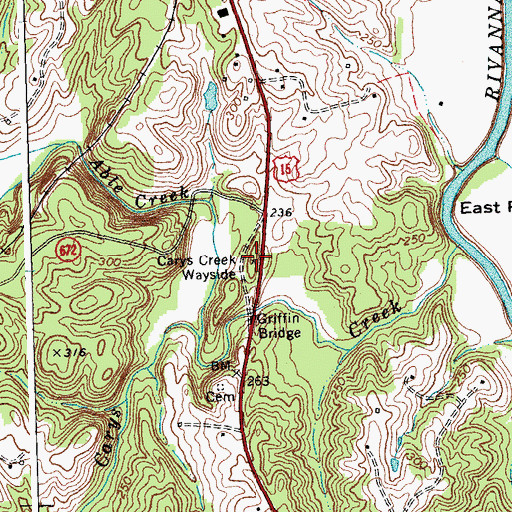 Topographic Map of Carys Creek Wayside, VA