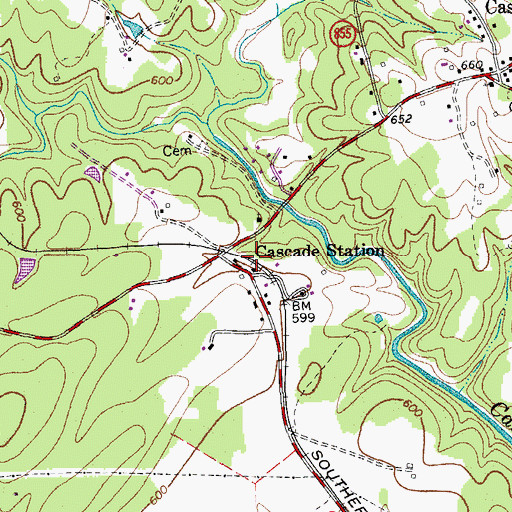 Topographic Map of Cascade Station, VA