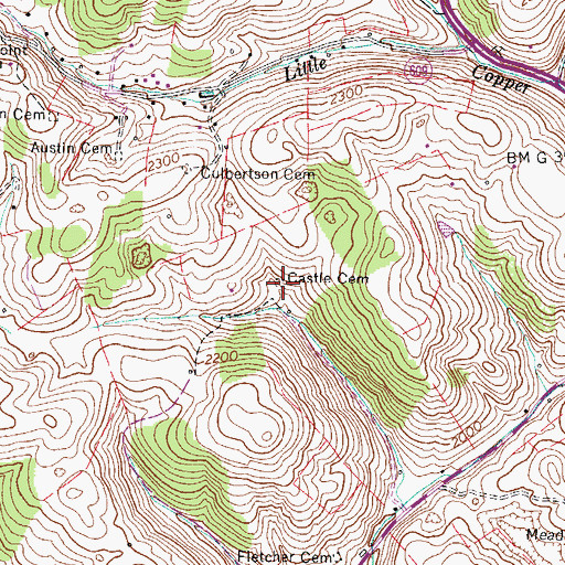 Topographic Map of Castle Cemetery, VA