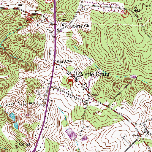 Topographic Map of Castle Craig, VA