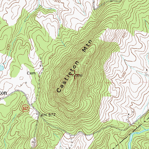 Topographic Map of Castleton Mountain, VA