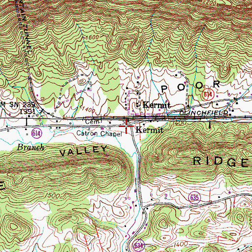 Topographic Map of Catron Chapel, VA