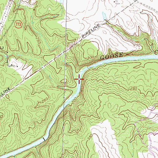 Topographic Map of Cattail Branch, VA