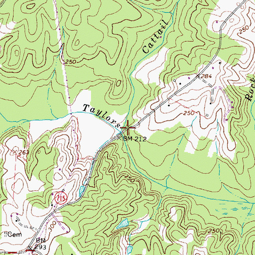 Topographic Map of Cattail Creek, VA