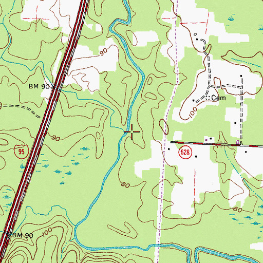 Topographic Map of Cattail Creek, VA