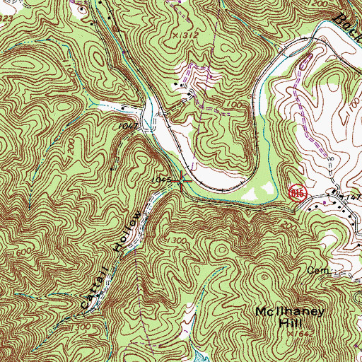 Topographic Map of Cattail Hollow, VA