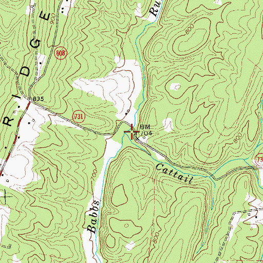 Topographic Map of Cattail Run, VA