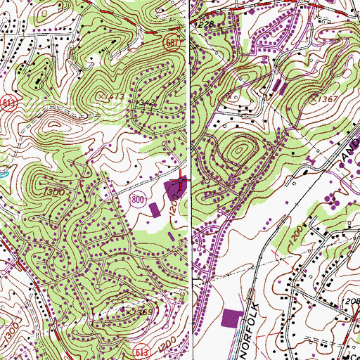 Topographic Map of Cave Spring High School, VA