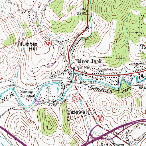 Topographic Map of Cavitts Creek, VA