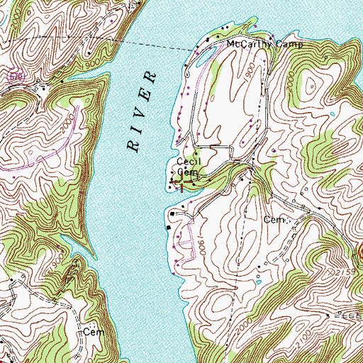 Topographic Map of Cecil Cemetery, VA