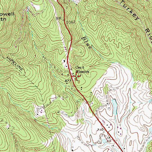 Topographic Map of Cecil Mission, VA