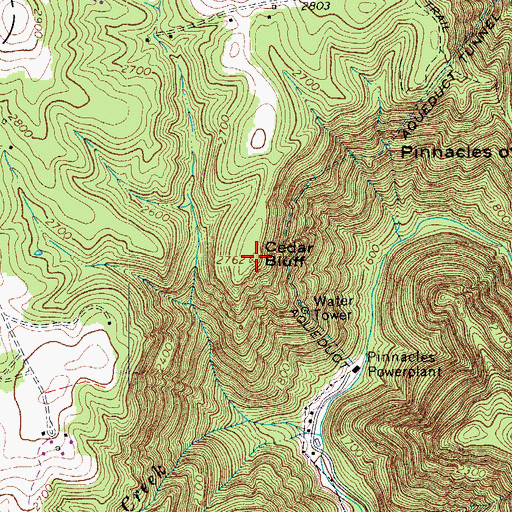 Topographic Map of Cedar Bluff, VA