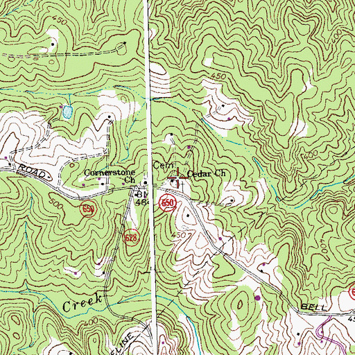 Topographic Map of Cedar Church, VA