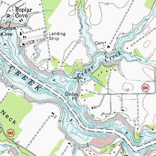 Topographic Map of Cedar Creek, VA