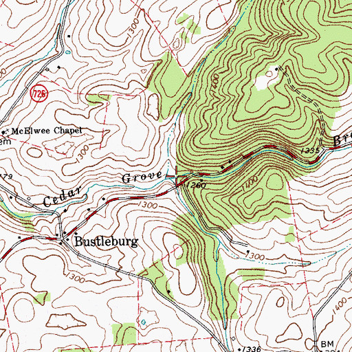Topographic Map of Cedar Creek, VA