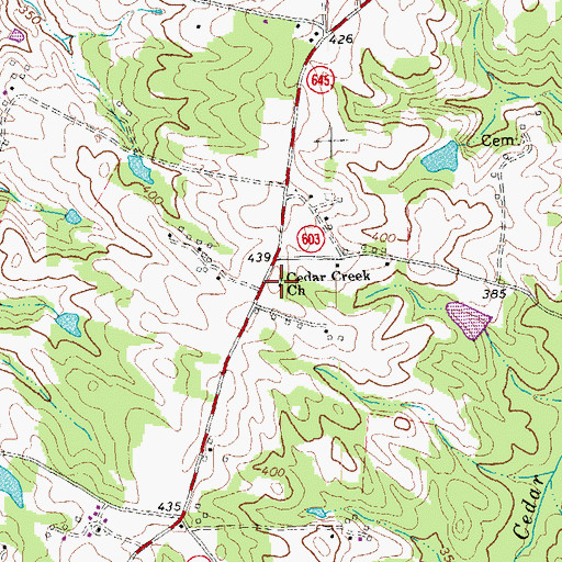 Topographic Map of Cedar Creek Church, VA