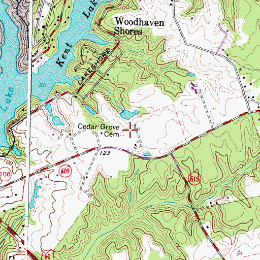 Topographic Map of Cedar Grove Cemetery, VA