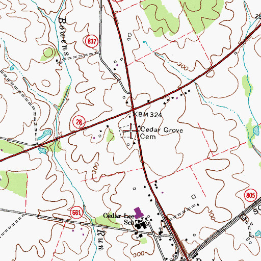 Topographic Map of Cedar Grove Cemetery, VA