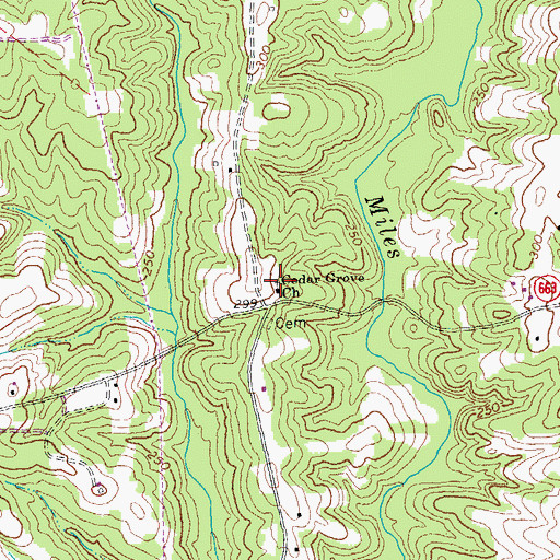 Topographic Map of Cedar Grove Church, VA