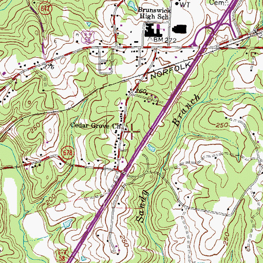 Topographic Map of Cedar Grove Church, VA