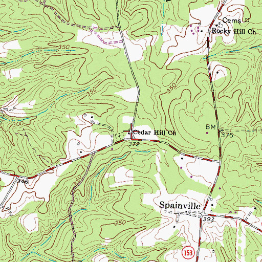 Topographic Map of Cedar Hill Church, VA