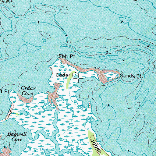 Topographic Map of Cedar Island, VA