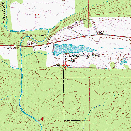 Topographic Map of Higganbotham Cemetery, AL