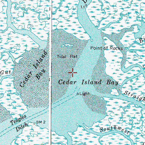 Topographic Map of Cedar Island Bay, VA