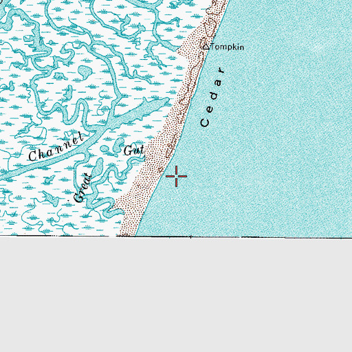 Topographic Map of Cedar Island Beach, VA