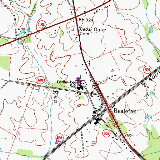 Topographic Map of Cedar Lee Middle School, VA