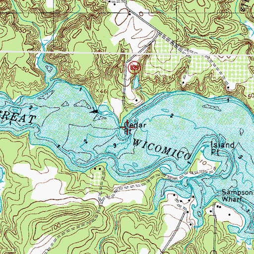 Topographic Map of Cedar Point, VA