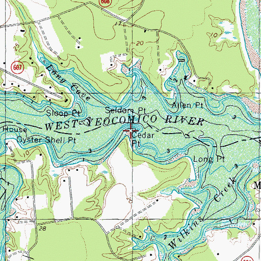Topographic Map of Cedar Point, VA