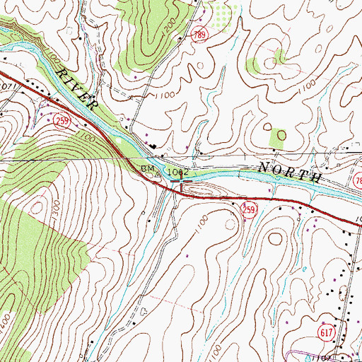 Topographic Map of Cedar Run, VA
