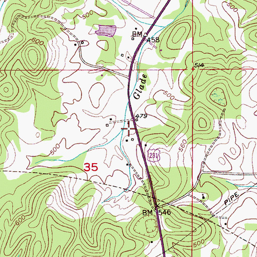 Topographic Map of Hot Spur (historical), AL