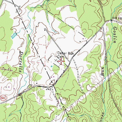 Topographic Map of Cedar Run Cemetery, VA