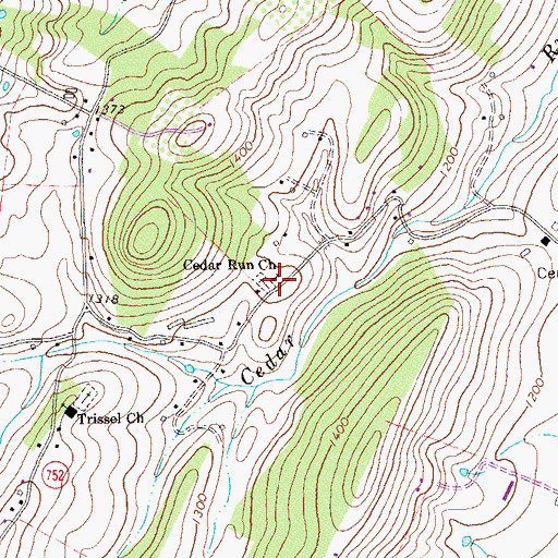 Topographic Map of Cedar Run Church, VA