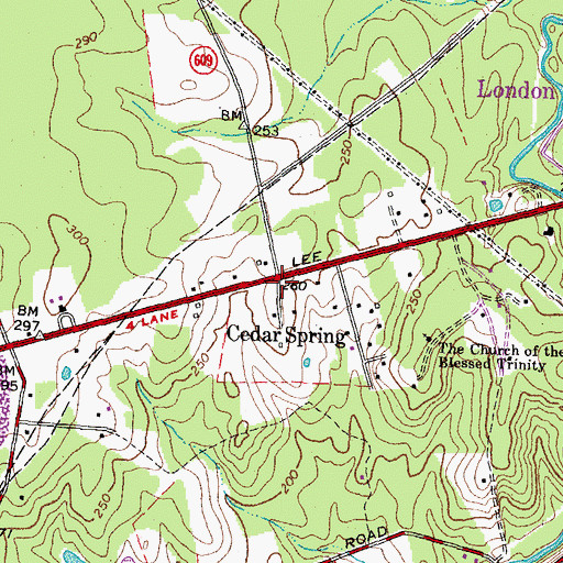 Topographic Map of Cedar Spring, VA