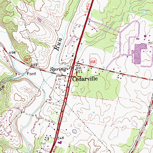 Topographic Map of Cedarville, VA