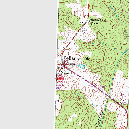 Topographic Map of Cellar Creek, VA